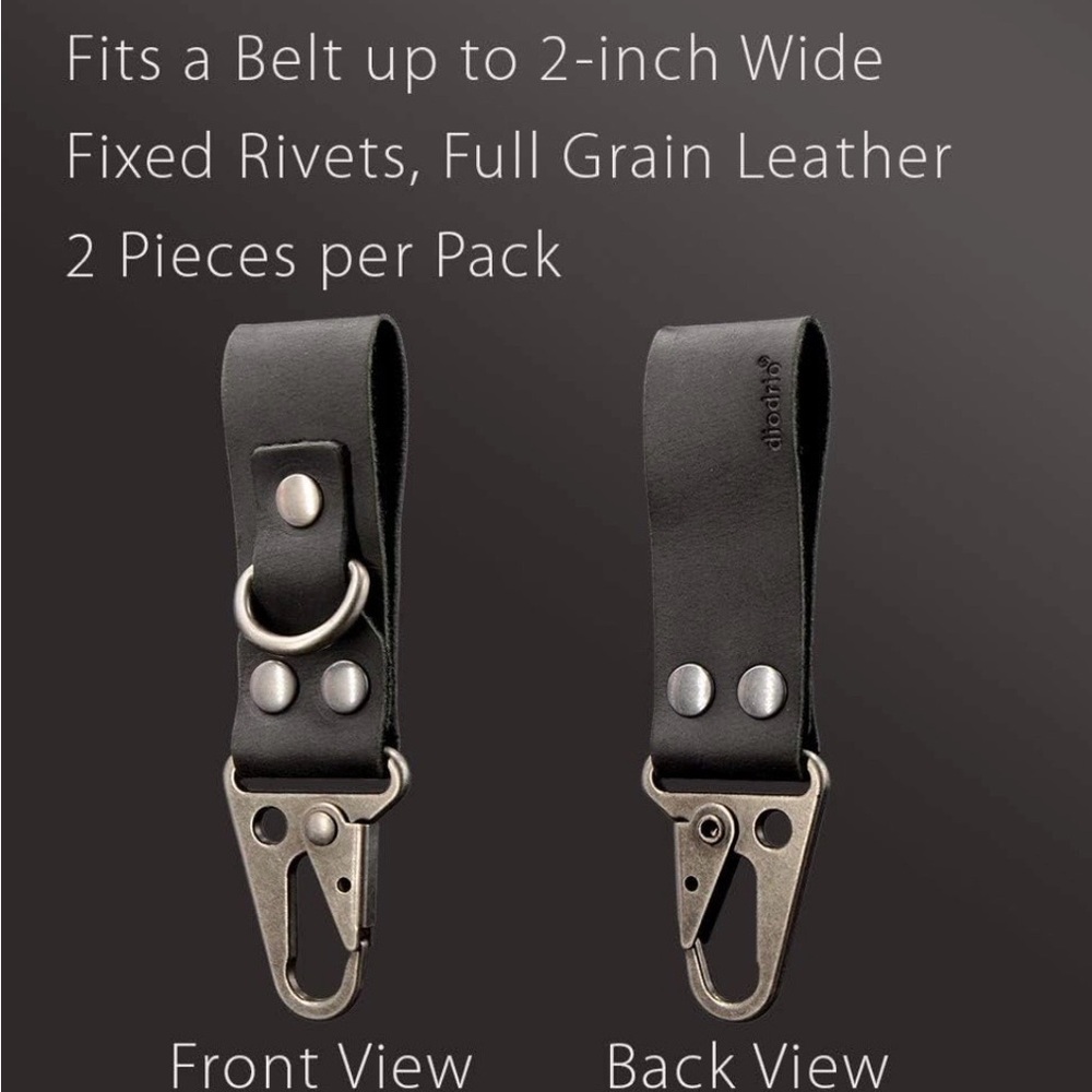 Diodrio EDC Leather Strap Belt Clip Keychain Holder-2 Pack - Picture 5 of 5
